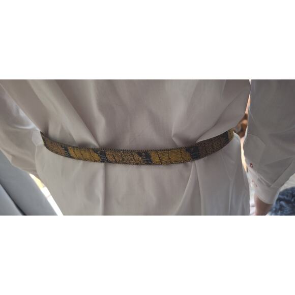 Womens fashion belt- 39" long- black/ gold metallic/ yellow - Picture 6 of 8